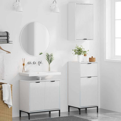Bathroom Furniture Set 3 pcs High gloss white Engineered wood