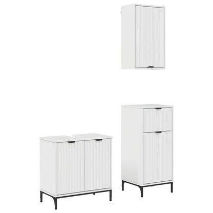 Bathroom Furniture Set 3 pcs High gloss white Engineered wood
