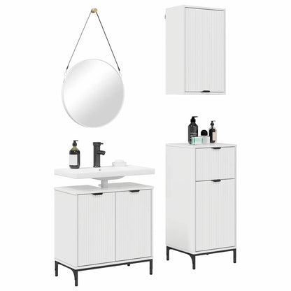 Bathroom Furniture Set 3 pcs High gloss white Engineered wood