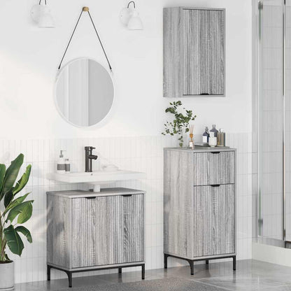 Bathroom Furniture Set 3 pcs Grey sonoma Engineered wood