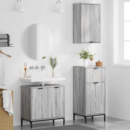Bathroom Furniture Set 3 pcs Grey sonoma Engineered wood