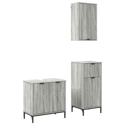 Bathroom Furniture Set 3 pcs Grey sonoma Engineered wood