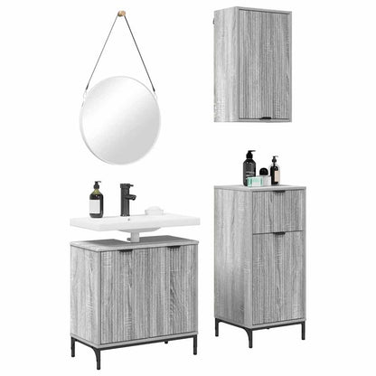Bathroom Furniture Set 3 pcs Grey sonoma Engineered wood