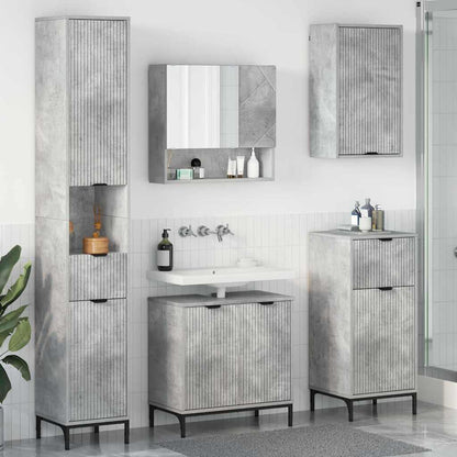 Bathroom Furniture Set Concrete Grey Engineered wood, Metal