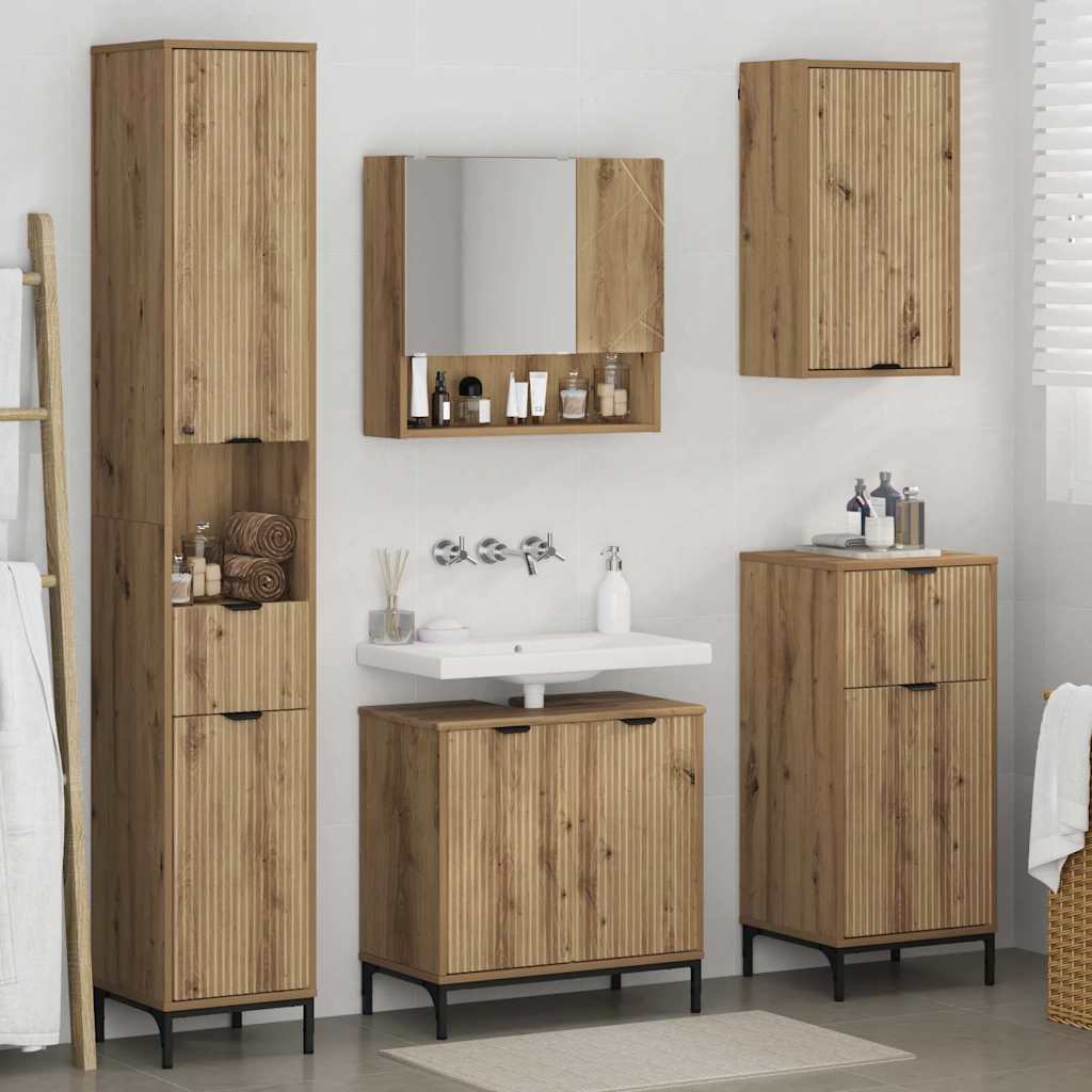 Bathroom Furniture Set 4 pcs Artisan Oak Engineered wood, Metal