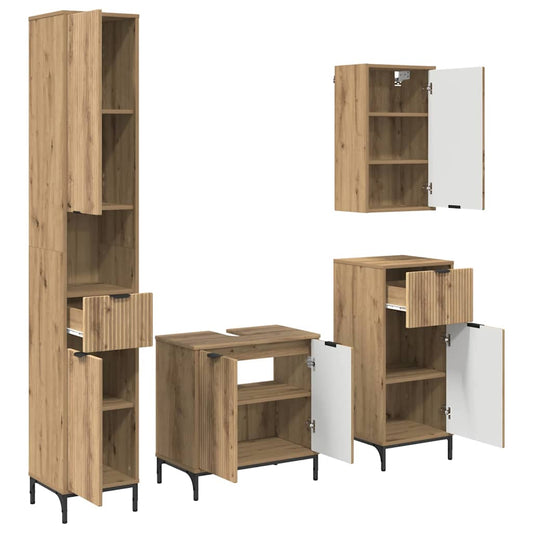 Bathroom Furniture Set 4 pcs Artisan Oak Engineered wood, Metal