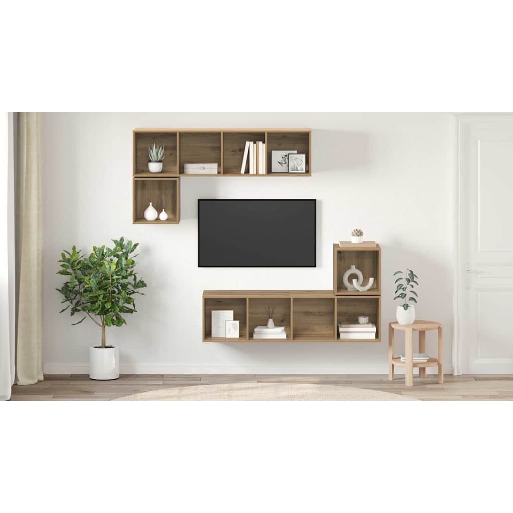 TV Cabinet Set Wall-mounted 4 pcs Artisan Oak Engineered Wood