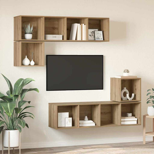TV Cabinet Set 4 pcs Artisan Oak Engineered Wood