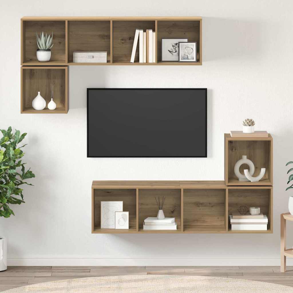 TV Cabinet Set 4 pcs Artisan Oak Engineered Wood