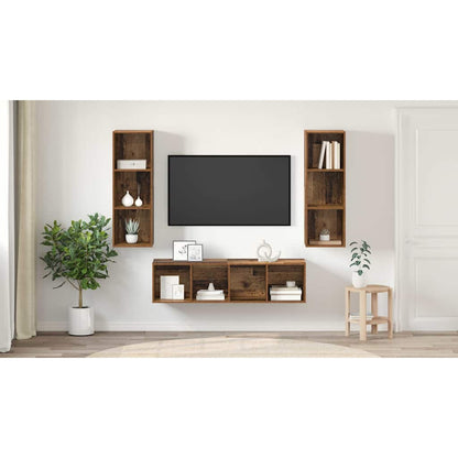 TV Cabinet Set Wall-mounted 3 pcs Old Wood Engineered Wood
