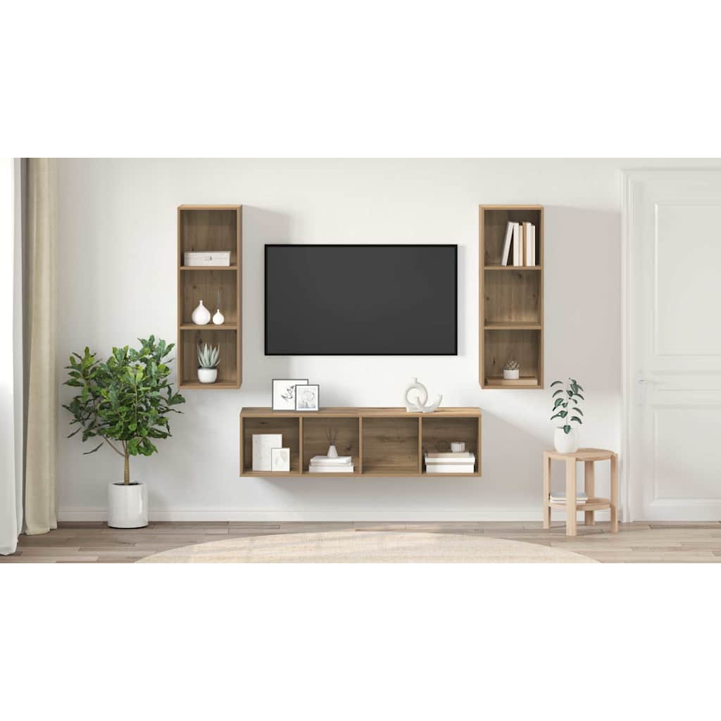 TV Cabinet Set Wall-mounted 3 pcs Artisan Oak Engineered Wood