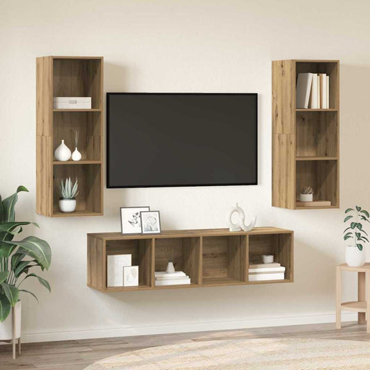 TV Cabinet Set 3 pcs Artisan Oak Engineered Wood