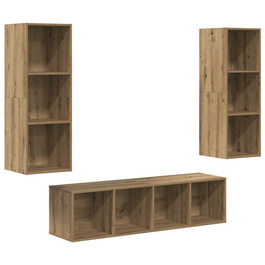 TV Cabinet Set 3 pcs Artisan Oak Engineered Wood