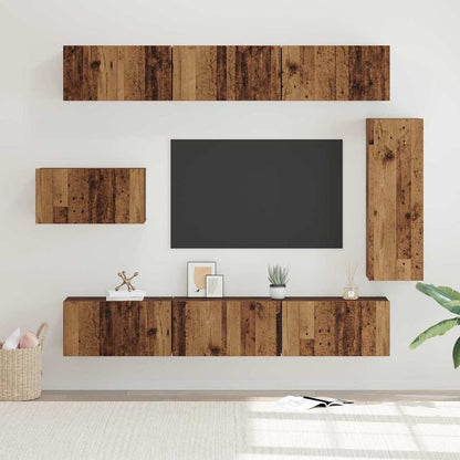 TV Cabinet Set Wall-mounted 8 pcs Old Wood Engineered Wood