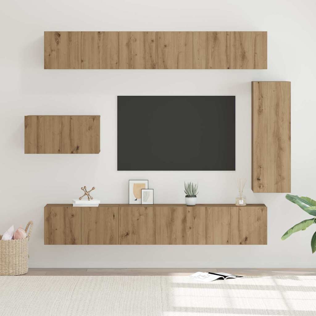 TV Cabinet Set 8 pcs Artisan Oak Engineered Wood