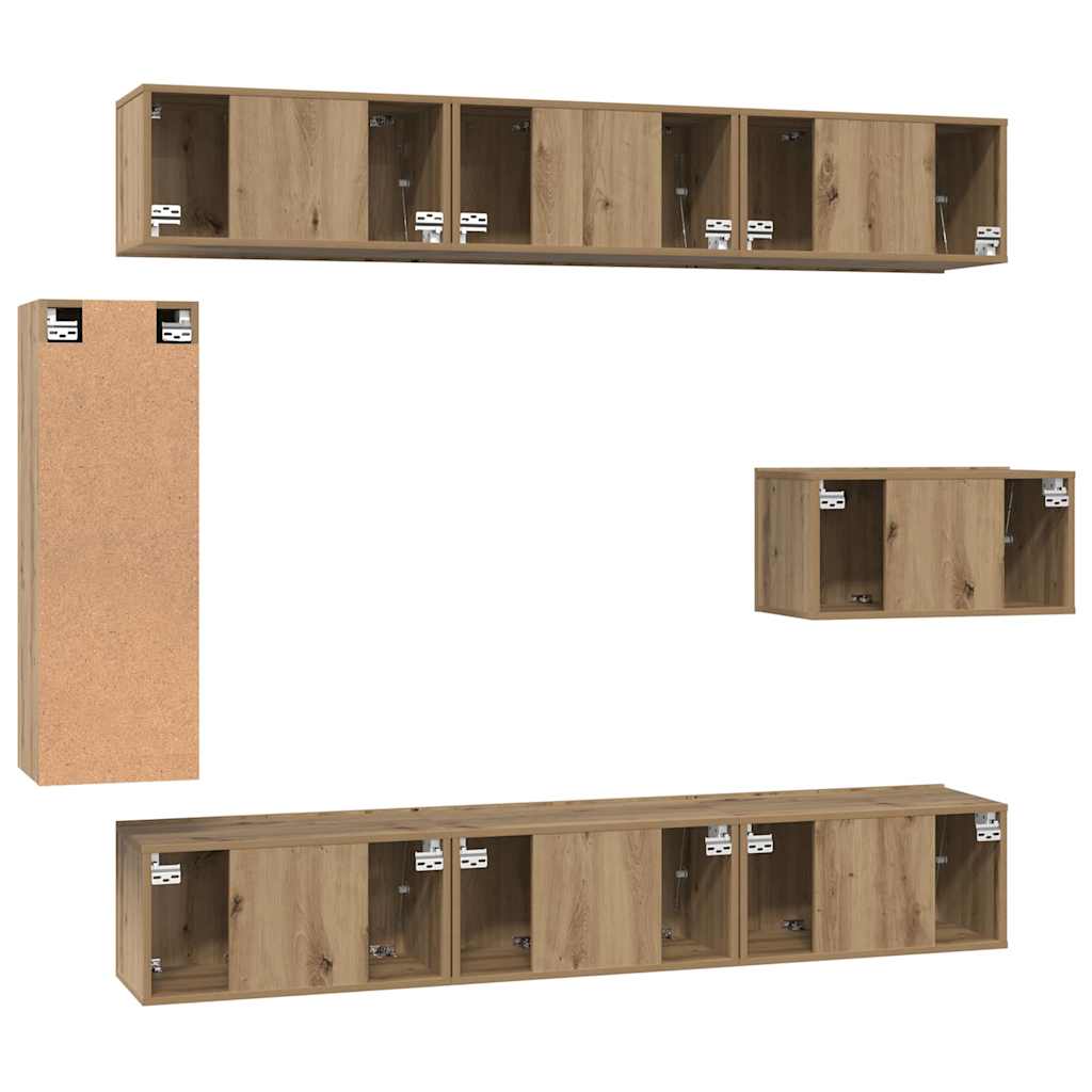 TV Cabinet Set 8 pcs Artisan Oak Engineered Wood