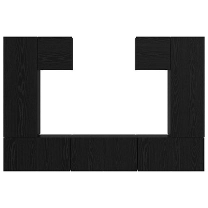 TV Cabinet Set Wall-mounted 7 pcs Black Oak Engineered Wood