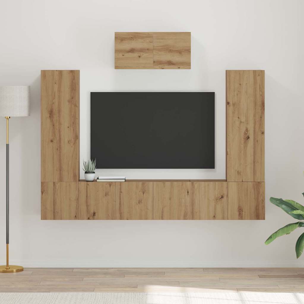 TV Cabinet Set Wall-mounted 7 pcs Artisan Oak Engineered Wood