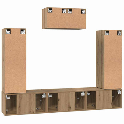 TV Cabinet Set Wall-mounted 7 pcs Artisan Oak Engineered Wood