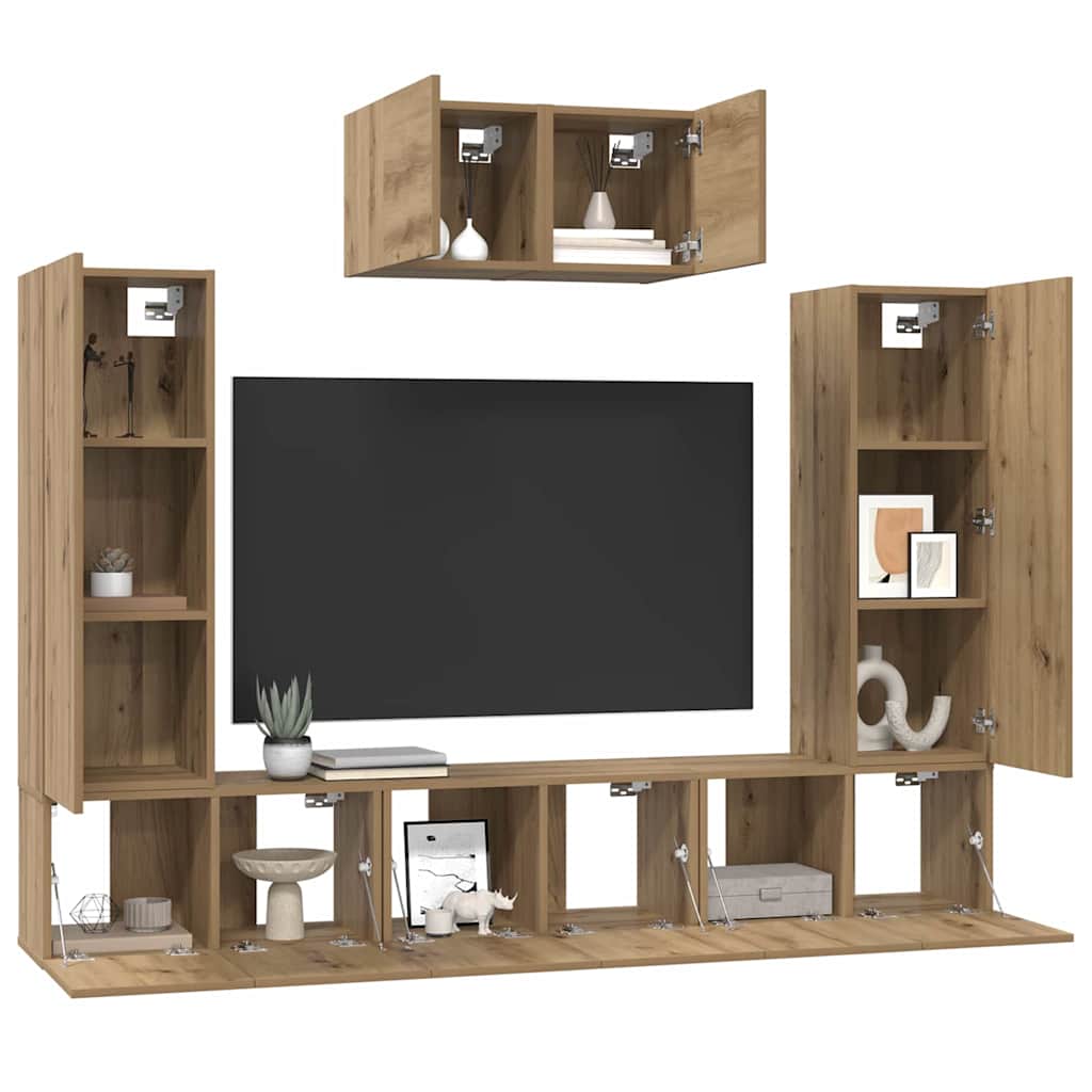 TV Cabinet Set Wall-mounted 7 pcs Artisan Oak Engineered Wood