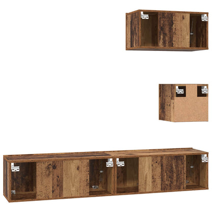 TV Cabinet Set Wall-mounted 3 pcs Old Wood Engineered Wood