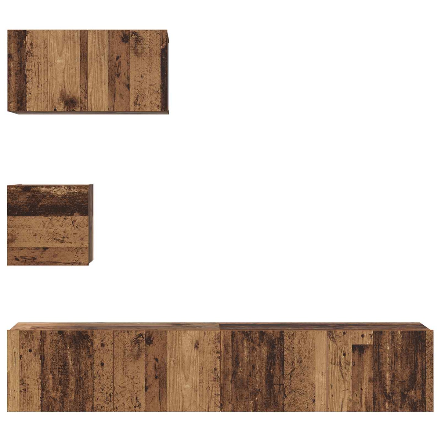 TV Cabinet Set Wall-mounted 3 pcs Old Wood Engineered Wood