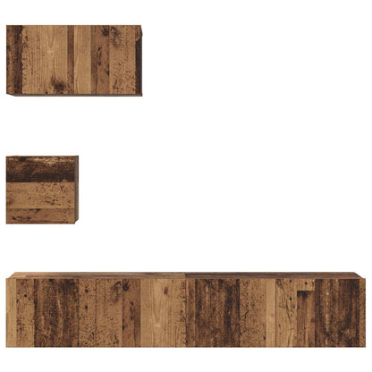 TV Cabinet Set Wall-mounted 3 pcs Old Wood Engineered Wood