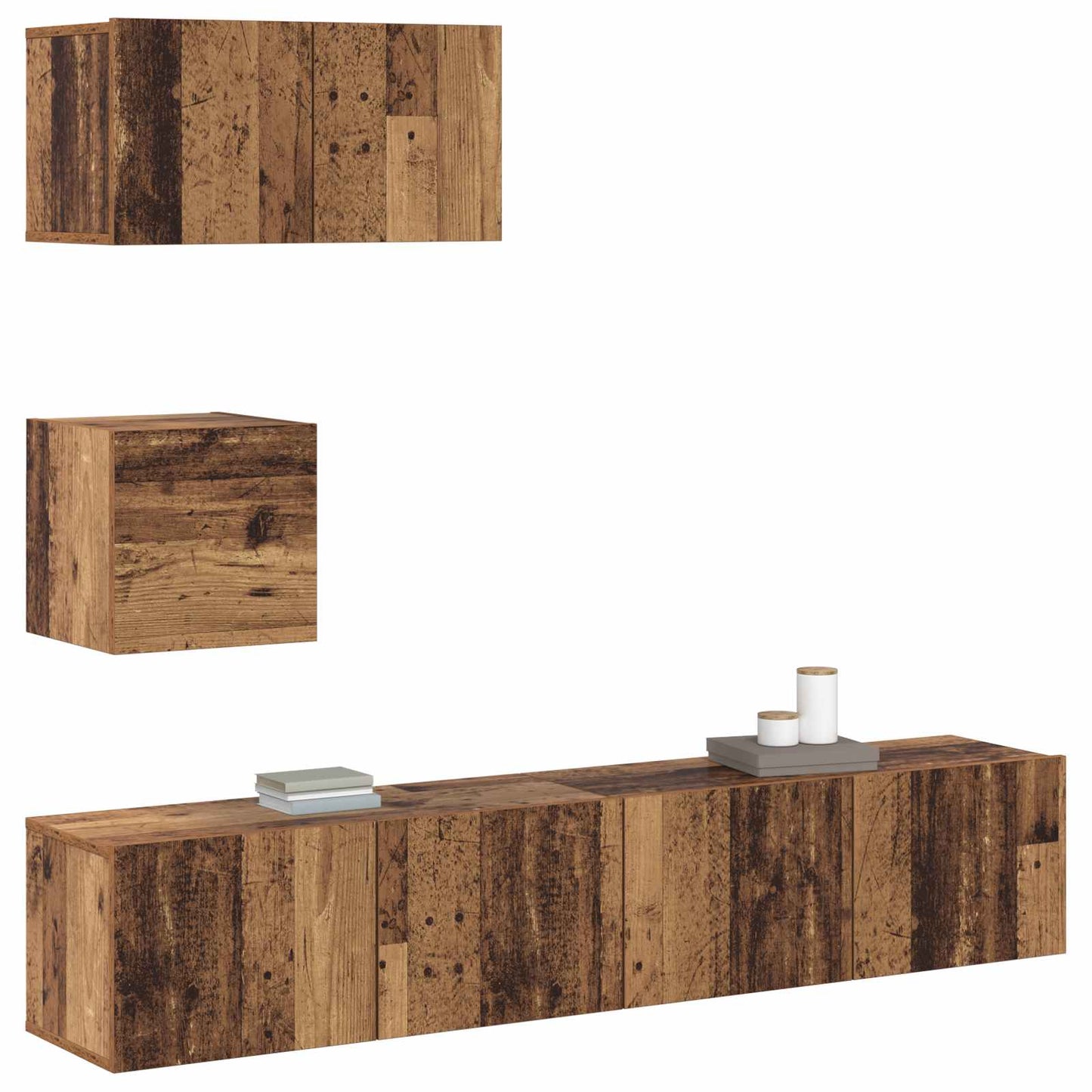TV Cabinet Set Wall-mounted 3 pcs Old Wood Engineered Wood