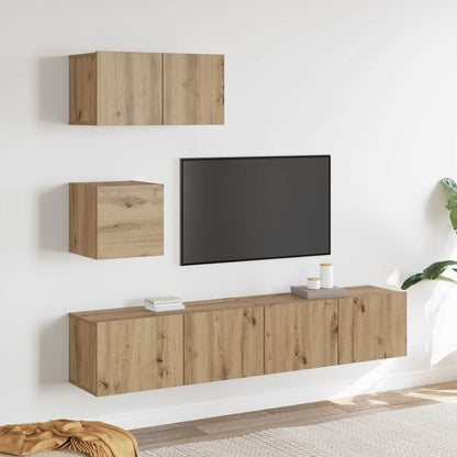TV Cabinet Set Wall-mounted 3 pcs Artisan Oak Engineered Wood