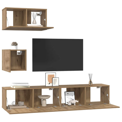 TV Cabinet Set Wall-mounted 3 pcs Artisan Oak Engineered Wood