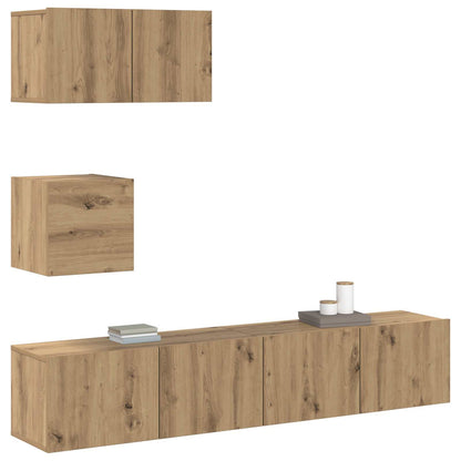TV Cabinet Set Wall-mounted 3 pcs Artisan Oak Engineered Wood