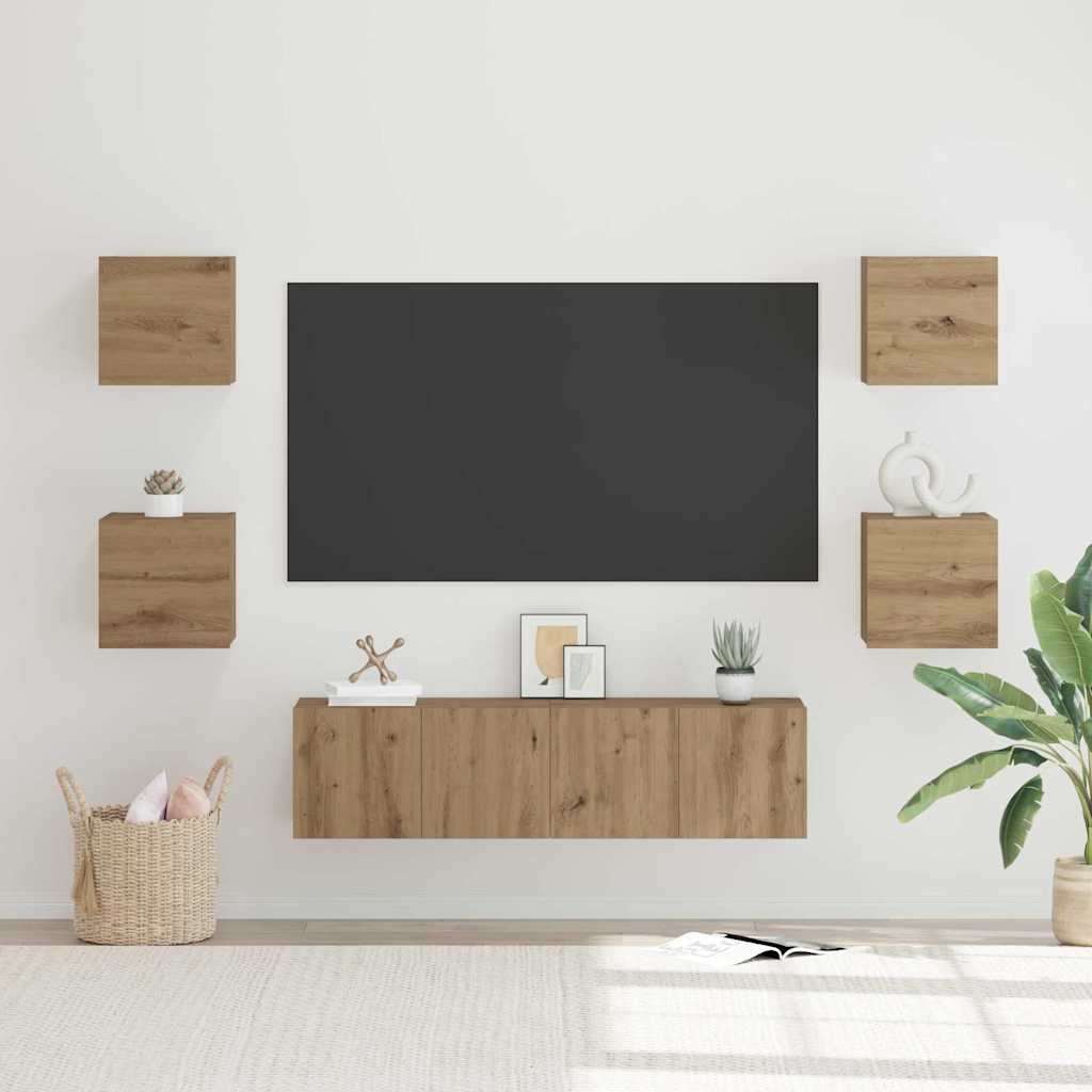 TV Cabinet Set Wall-mounted 6 pcs Artisan Oak Engineered Wood
