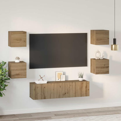 TV Cabinet Set Wall-mounted 6 pcs Artisan Oak Engineered Wood