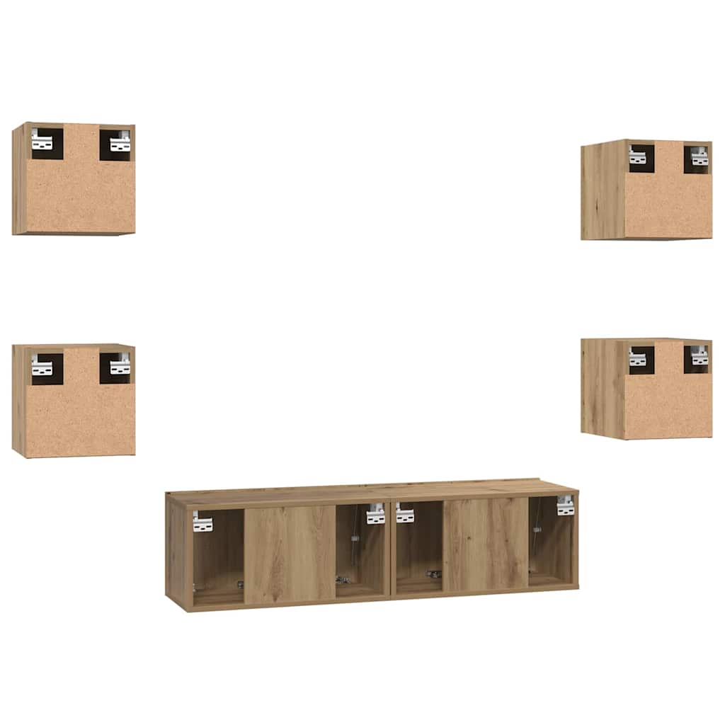 TV Cabinet Set Wall-mounted 6 pcs Artisan Oak Engineered Wood