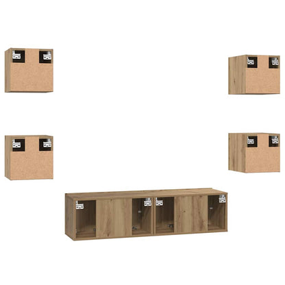TV Cabinet Set Wall-mounted 6 pcs Artisan Oak Engineered Wood