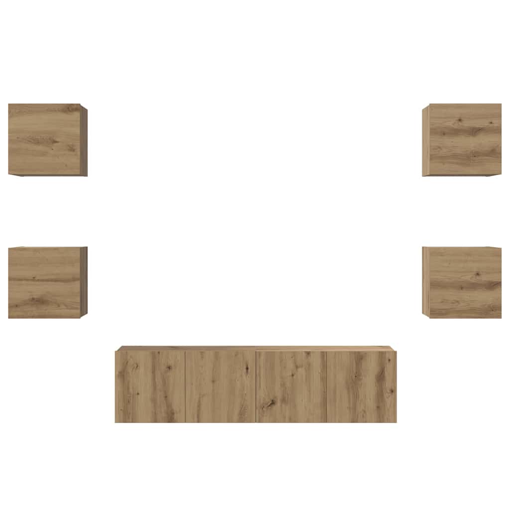 TV Cabinet Set Wall-mounted 6 pcs Artisan Oak Engineered Wood
