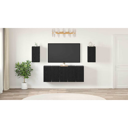 TV Cabinet Set Wall-mounted 7 pcs Black Oak 30.5 x 30 x 60 cm