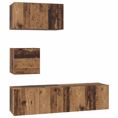 TV Cabinet Set Wall-mounted 4 pcs Old Wood Engineered Wood