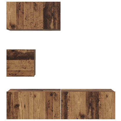 TV Cabinet Set Wall-mounted 4 pcs Old Wood Engineered Wood