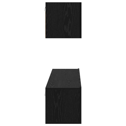 TV Cabinet Set Wall-mounted 4 pcs Black Oak Engineered Wood