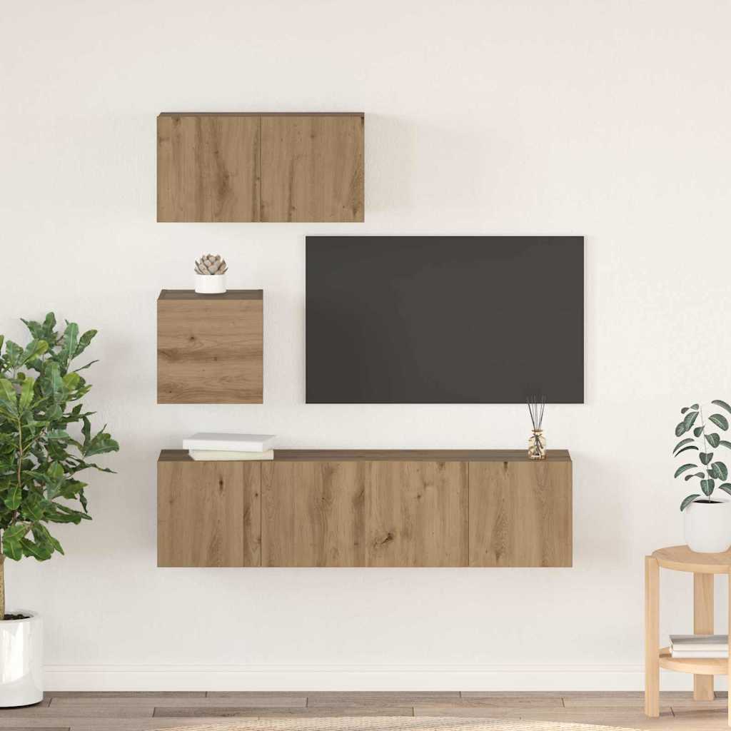 TV Cabinet Set 4 pcs Artisan Oak Engineered Wood
