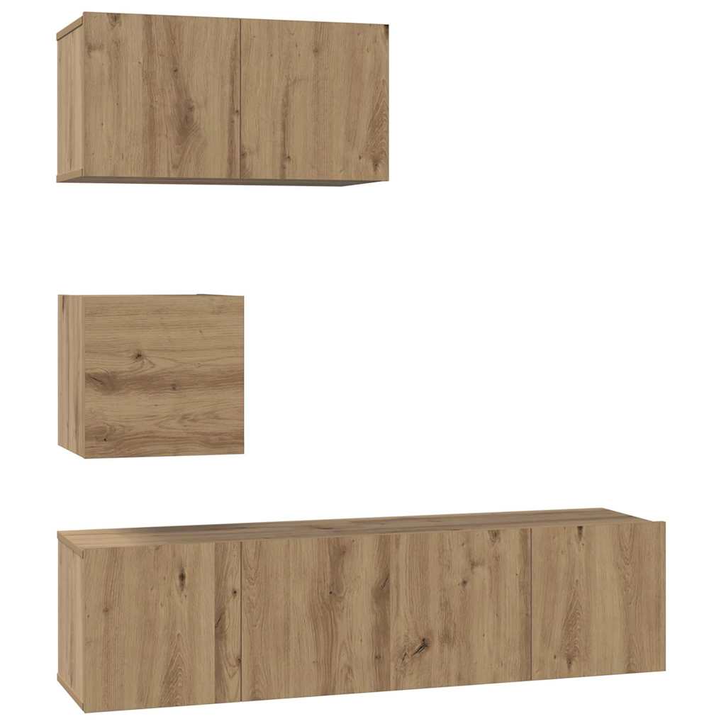 TV Cabinet Set 4 pcs Artisan Oak Engineered Wood