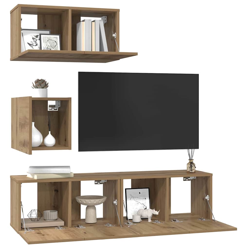 TV Cabinet Set 4 pcs Artisan Oak Engineered Wood