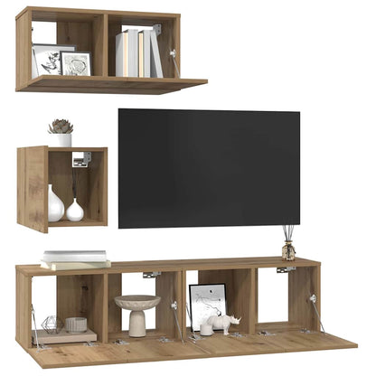 TV Cabinet Set 4 pcs Artisan Oak Engineered Wood