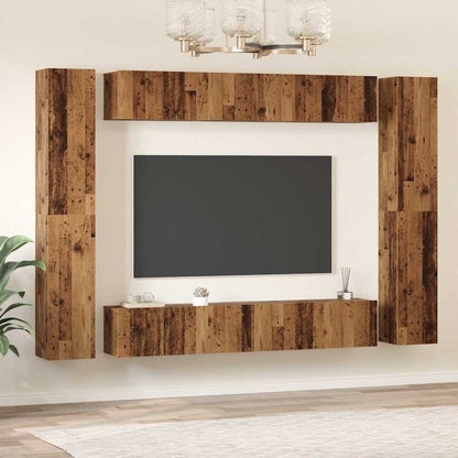 TV Cabinet Set Wall-mounted 10 pcs Old Wood Engineered Wood