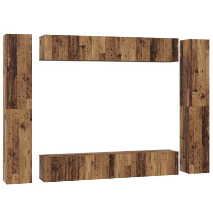 TV Cabinet Set Wall-mounted 10 pcs Old Wood Engineered Wood