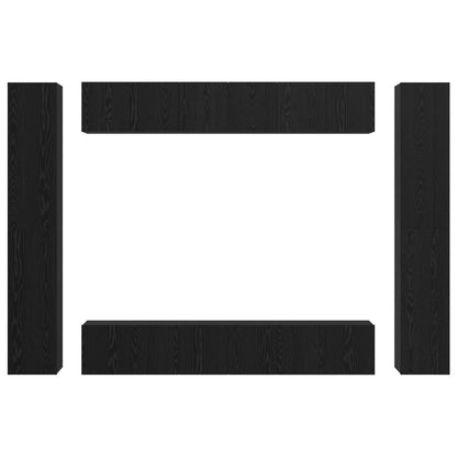 TV Cabinet Set Wall-mounted 10 pcs Black Oak Engineered Wood