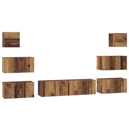 TV Cabinet Set Wall-mounted 8 pcs Old Wood Engineered Wood