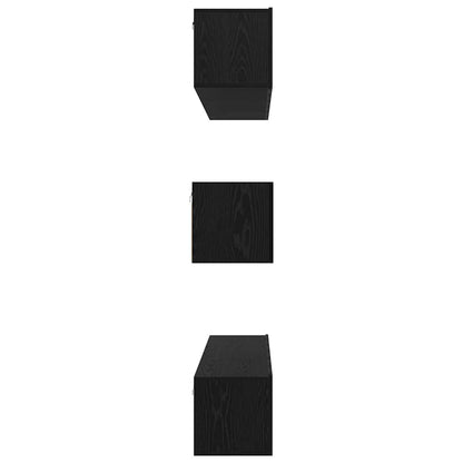 TV Cabinet Set Wall-mounted 8 pcs Black Oak Engineered Wood