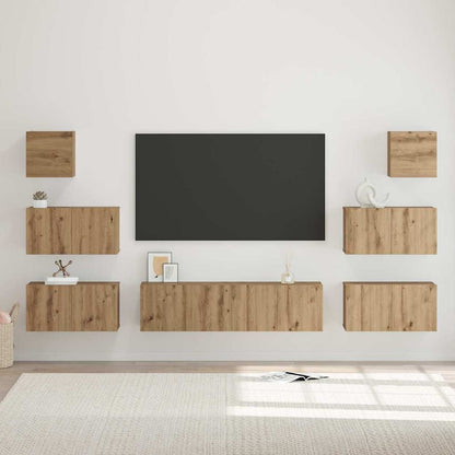 TV Cabinet Set Wall-mounted 8 pcs Artisan Oak Engineered Wood